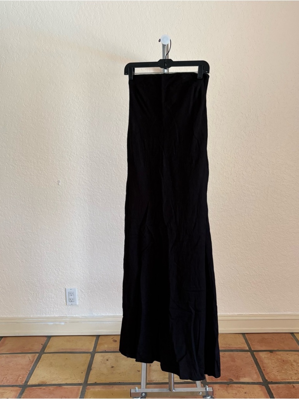 Black Linen Strapless Maxi Dress